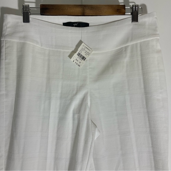 Up! Pull On Slimming White Square Jacquard Wide Waistband Straight Leg Pant 12. - Picture 5 of 16